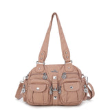 Women Small Handbags Satchel Top-handle Handbag PU Shoulder Bag 8”x11” Dumpling Pack Multi-pockets Shoulder Bags