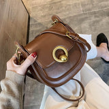 PU Leather Saddle Bags For Women 2021 Fashion Shoulder Simple Bag Lady Solid Color Solid Handbags