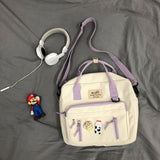 Kylethomasw Lovely Multifunctional Backpack Teenage Girl Ring buckle Portable Travel Bag Female Small Schoolbag Badge Women Backpacks