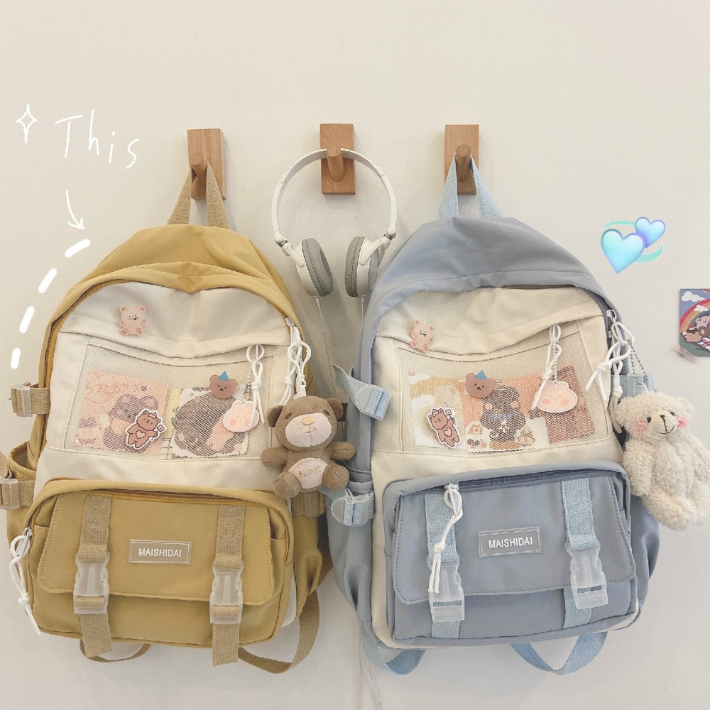 Kylethomasw Cute Girls Backpack Women Large Capacity Ins Simple School Bags for Teens Female Korean Harajuku School Student Bookbag Ladies
