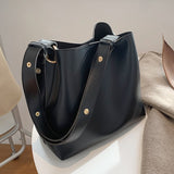 Fashion Designer Pu Leather Female Handbags Large Capacity Casual Ladies Tote Female Black Bucket Women Shoulder Hand Bag