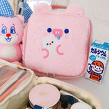 Flannel Bear Cosmetic Bag Cute Embroidery Plush Storage Bag Kawaii Student Large Capacity Pencil Case Korea Fashion Pen Box