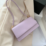 Soft PU Leather Baguette Shoulder Bags For Women 2021 Simple Armpit Bag Lady Handbags Female Trend Solid Color Travel Hand Bag