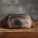 PNDME high quality cowhide simple vintage chest bag genuine leather men's shoulder messenger belt bag casual sports waist packs