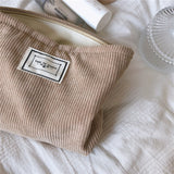 Solid Color Corduroy Cosmetic Bag Korean Wash Bags Women Travel Cosmetic Pouch Beauty Storage Cases Make Up Organizer Clutch Bag
