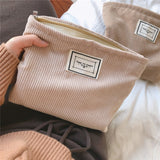 Solid Color Corduroy Cosmetic Bag Korean Wash Bags Women Travel Cosmetic Pouch Beauty Storage Cases Make Up Organizer Clutch Bag