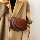 Kylethomasw  Solid color Flip Saddle bag 2021 Fashion New High-quality PU Leather Women Designer Handbag Vintage Small Shoulder Messenger Bag