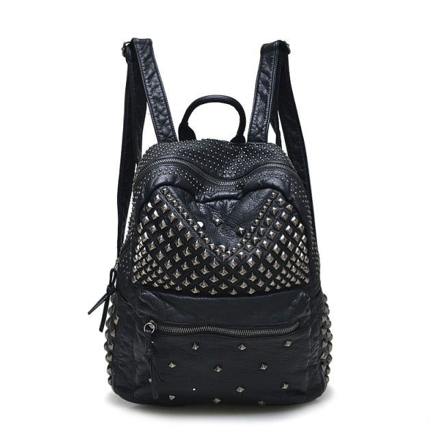 2021 New Fashion Women Backpacks Washed Leather Backpacks Lady Girls Travel Women Bags Rivet Backpacks Student School Bag Hot