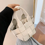 Weave Tote Bucket bag 2021 Fashion New High-quality Leather Women's Designer Handbag Travel Shoulder Messenger Bag Phone Purses