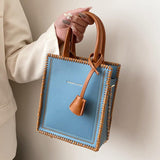 Contrast color Tote bag 2021 New High-quality PU Leather Women's Designer Handbag Chain Shoulder Messenger Bag Phone Purses