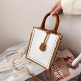 Contrast color Tote bag 2021 New High-quality PU Leather Women's Designer Handbag Chain Shoulder Messenger Bag Phone Purses
