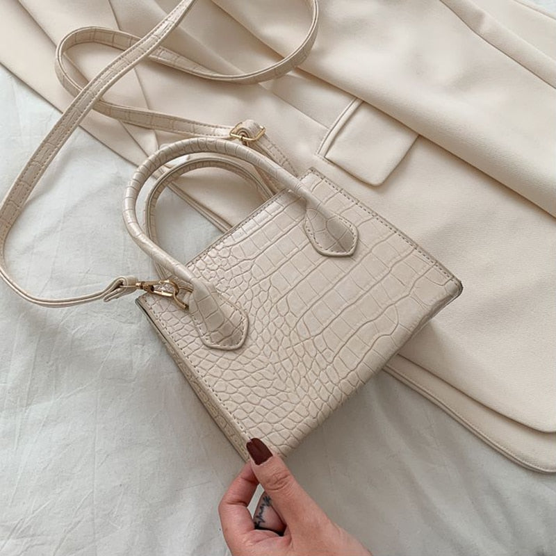 Small Crocodile Pattern Solid Color PU Leather Crossbody Bags For Women 2021 Summer Lady Shoulder Handbags Female Simple Totes