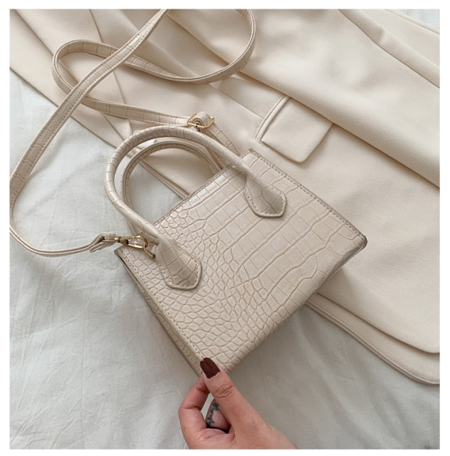 Small Crocodile Pattern Solid Color PU Leather Crossbody Bags For Women 2021 Summer Lady Shoulder Handbags Female Simple Totes
