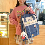 Kylethomasw College Student Female Backpack Travel Fashion Women School Bag Book Ladies New Backpack Girl Laptop Waterproof Nylon Bag Kawaii