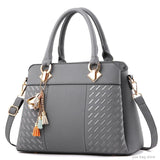 Fashion Women Handbags PU Leather Tassel Totes Bag Top-Handle Embroidery Crossbody Bag Shoulder Bag Lady Simple Hand Bags 40#23