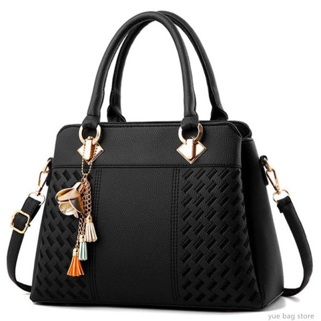 Fashion Women Handbags PU Leather Tassel Totes Bag Top-Handle Embroidery Crossbody Bag Shoulder Bag Lady Simple Hand Bags 40#23