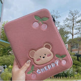 Korea bear Ipad bag pouch cute girls cherry ipad pro 11 10.5 9.7 inch tablet sleeve case storage 13inch laptop inner bag