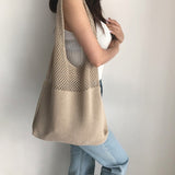 casual hollow woven women shoulder bags designer knitting handbags large capacity tote summer beach bag big purses shopper sac