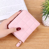 Women Short Wallets PU Leather Female Plaid Purses Nubuck Card Holder Wallet Fashion Woman Small Zipper Wallet With Coin Purse