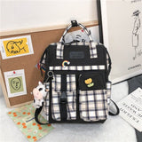 Vintage Casual Women Plaid Purple Backpacks 2021 New Fashion Black Cow Pattern Travel Bag for Teenager Girls Backpack School Bag