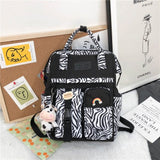 Vintage Casual Women Plaid Purple Backpacks 2021 New Fashion Black Cow Pattern Travel Bag for Teenager Girls Backpack School Bag