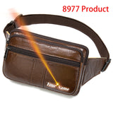 MVA Men's Waist Bag Leather Male Fanny Pack Men's Belt Bag for Man Belt Pouch Phone Hip Bum Bags Belts Travel Waist Packs 8966