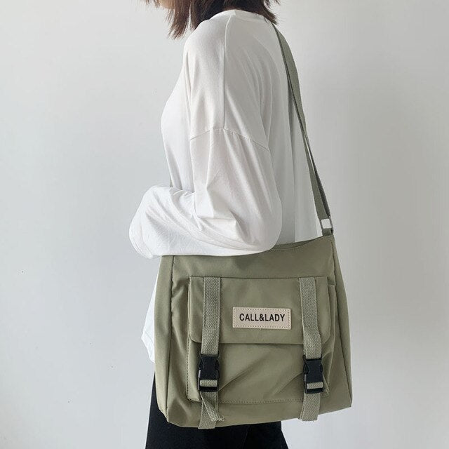 Kylethomasw Canvas Women Messenger Bag Korean Large Shoulder Crossbody Bags for Women Student Nylon Cloth Book Bag Handbags Satchels
