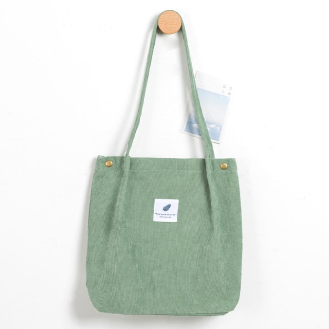 MABULA Casual Foldable Corduroy Shopping Bag High Quality Eco friendly Reusable Grocery Tote Handbag Lightweight Shoulder Bags