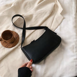 Cute Solid Color Small PU Leather Shoulder Bags For Women 2021 Summer Simple Handbags And Purses Female Travel Totes