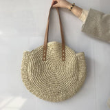 Summer Round Straw Bags for Women Rattan Shoulder Bag 2021 New Handmade Woven Beach Handbags Female Message Handbag Totes Bag