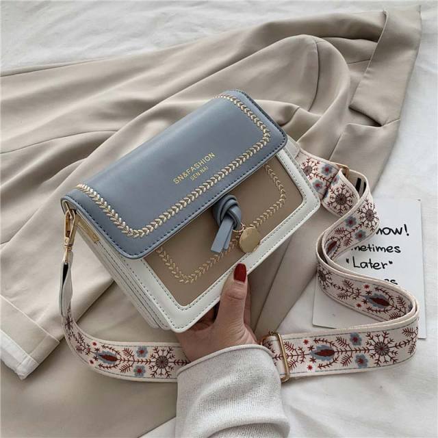 Kylethomasw  Contrast color Leather Crossbody Bags For Women 2021 Travel Handbag Fashion Simple Shoulder Messenger Bag Ladies Cross Body Bag