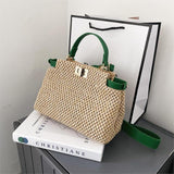 Weave Square Tote bag 2021 Summer New High-quality Straw bag Women's Designer Handbag Beach Travel bag Shoulder Messenger Bag