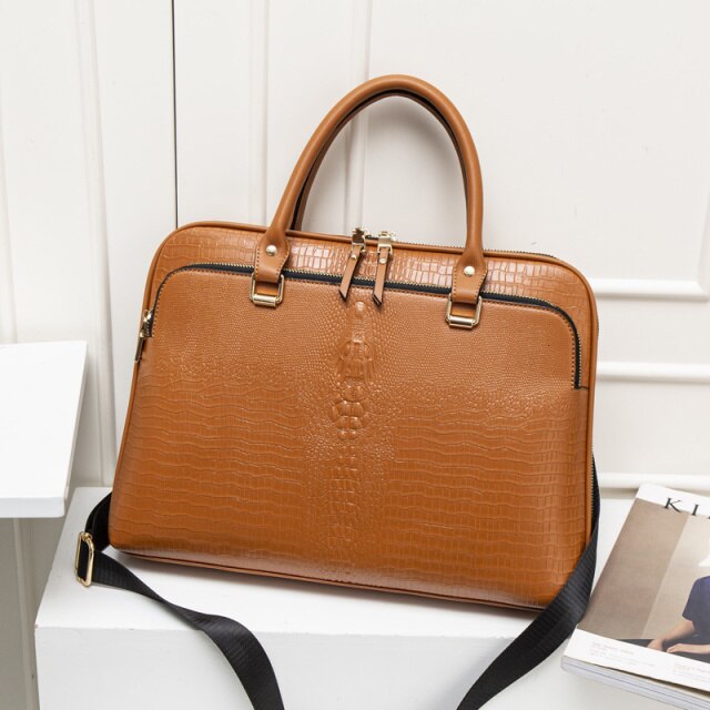 2021 Fashion Women's Leather Briefcases Women Laptop Briefcase Work Office Bag Ladies Crossbody Bags For Woman Business Handbags