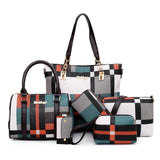 New Fashion Luxury Handbags New 6 PCS Set Women Plaid Colors Handbag Female Shoulder Bag Travel Shopping Ladies Crossbody Bag