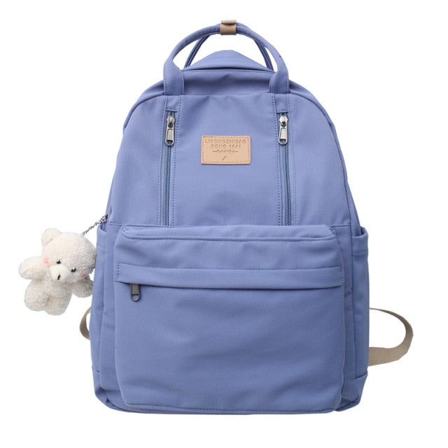 JULYCCINO  Multifunction Double Zipper Women Backpack Teenager Girls Laptop Backpack Student Shoulder Bag Korean Style Schoolbag