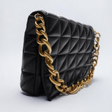 Fashion Thick Chain Thread Shoulder Bag Retro Casual Women Hand Bags Female Leather Solid Color Quilted Chain Handbag for Women