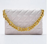 Fashion Thick Chain Thread Shoulder Bag Retro Casual Women Hand Bags Female Leather Solid Color Quilted Chain Handbag for Women