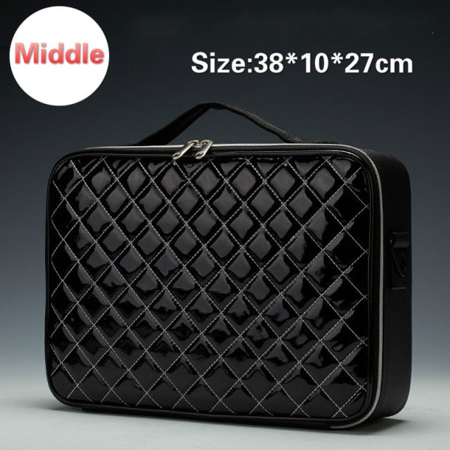New Professional Makeup Organizer Cosmetic Case Bolso Mujer Cosmetic Bag PU Large Capacity Storage Case Multilayer Suitcase