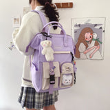2021 Preppy Purple Backpack Women Waterproof Candy Colors Backpacks Fancy High School Bags for Teenage Girl Cute Travel Rucksack