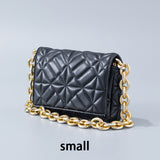 Fashion Thick Chain Thread Shoulder Bag Retro Casual Women Hand Bags Female Leather Solid Color Quilted Chain Handbag for Women