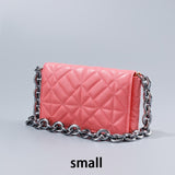 Fashion Thick Chain Thread Shoulder Bag Retro Casual Women Hand Bags Female Leather Solid Color Quilted Chain Handbag for Women