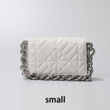 Fashion Thick Chain Thread Shoulder Bag Retro Casual Women Hand Bags Female Leather Solid Color Quilted Chain Handbag for Women