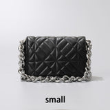 Fashion Thick Chain Thread Shoulder Bag Retro Casual Women Hand Bags Female Leather Solid Color Quilted Chain Handbag for Women