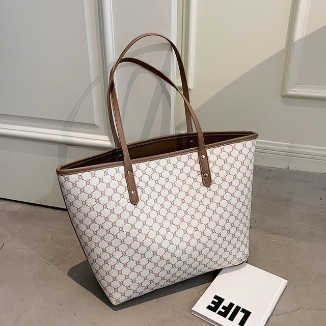 Kylethomasw  2 Pcs/set Luxury Designer High Capacity Tote Handbag for Women 2021 Trends Brand Designer Striped Shopper Shoulder Shopping Bag