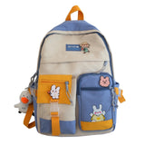 2021 New Badge Buckle Backpack Women Waterproof Color Patchwork Backpacks For Teenage Girl School Bag Fancy Student Book Bag