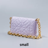 Fashion Thick Chain Thread Shoulder Bag Retro Casual Women Hand Bags Female Leather Solid Color Quilted Chain Handbag for Women