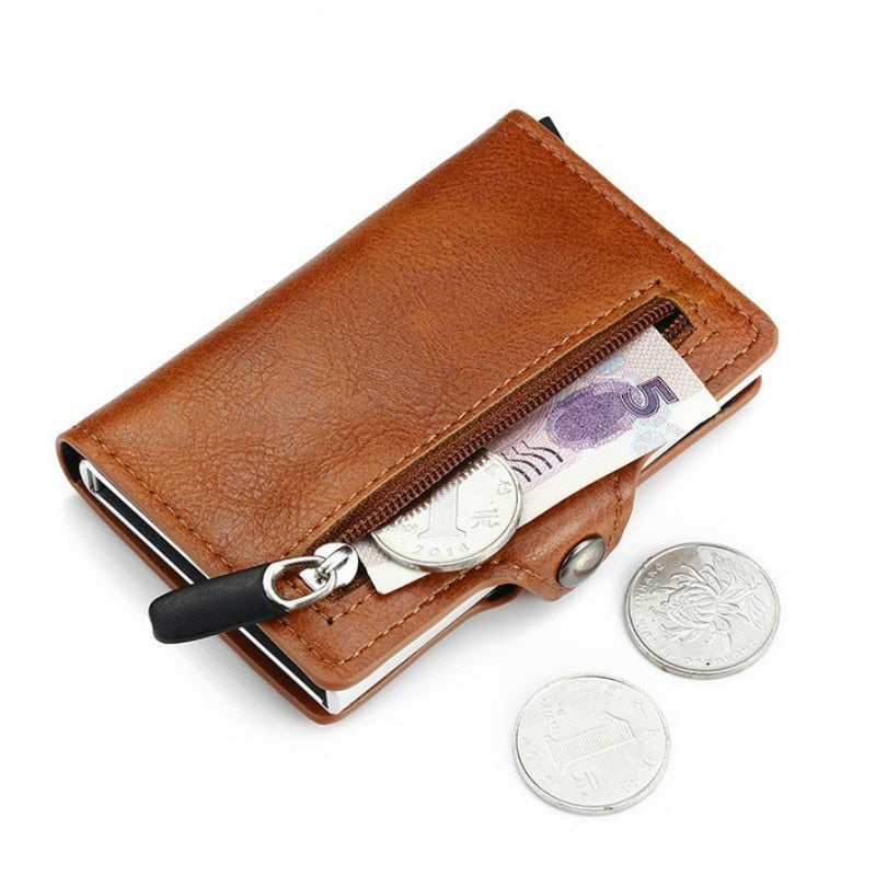2021 RFID Block Card Holder Zipper Coin Purse Multifunctional Card Case Short PU Leather Card Wallet for Men & Women Money Bag