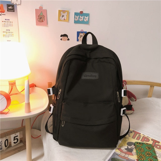 Waterproof Nylon Women Backpack Multi-Pocket Student Rucksack Female Travel Bag Book Schoolbag For Teenage Girl Boys Satchel