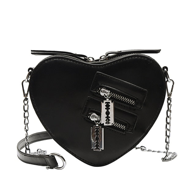 Gothic Heart Shaped Blade Zipper Chain Bags Diablo Girl bag Casual Shoulder Shoppers purses and handbags 2021 summer new wallet