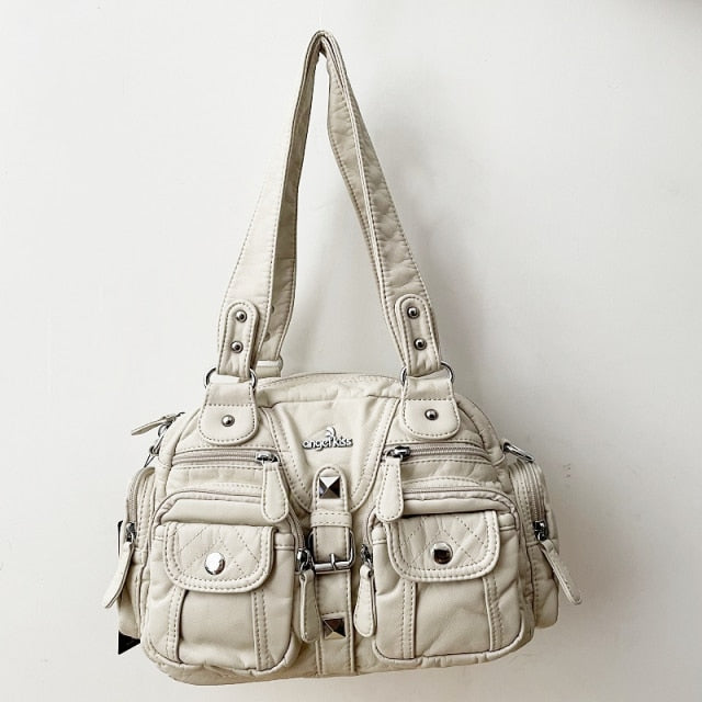 Women Small Handbags Satchel Top-handle Handbag PU Shoulder Bag 8”x11” Dumpling Pack Multi-pockets Shoulder Bags